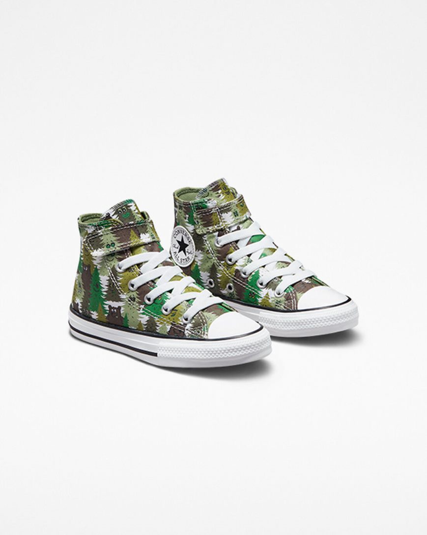 Boys' Converse Chuck Taylor All Star Easy-On Forest Camo High Top Shoes White / Green | AU 5C08EX